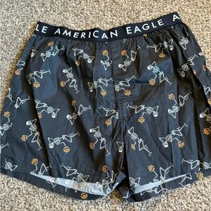 American Eagle Outfitters Black Skeleton Pattern Men's Shorts